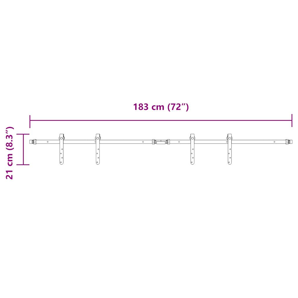 Sliding Cabinet Door Kit 183 cm Carbon Steel