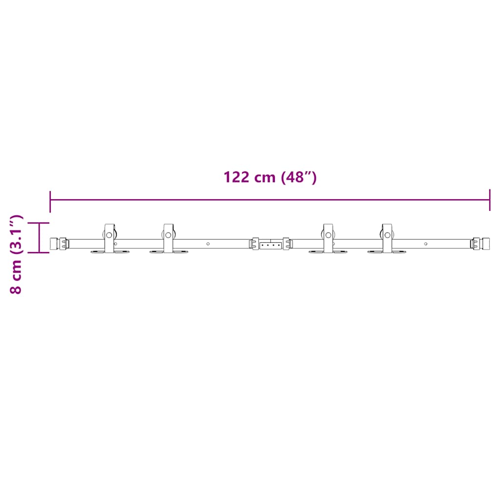 Sliding Cabinet Door Kit 122 cm Carbon Steel