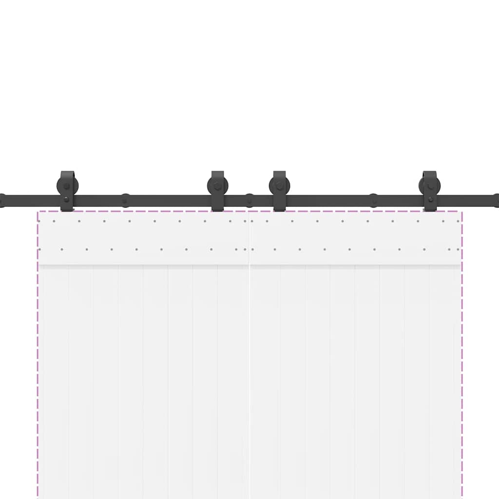 Sliding Door Hardware Kit 183 cm Steel Black