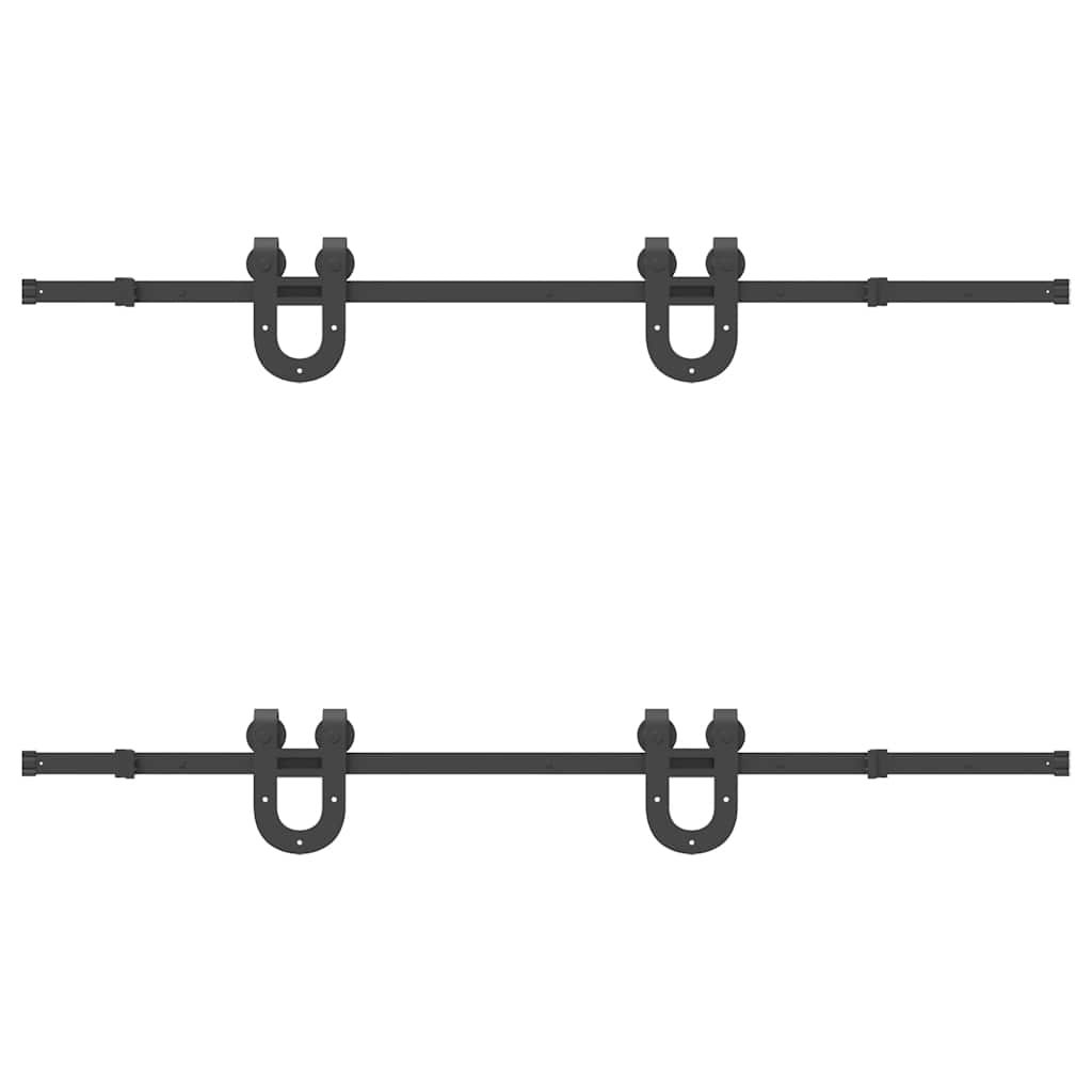 Sliding Door Hardware Kit 183 cm Steel Black