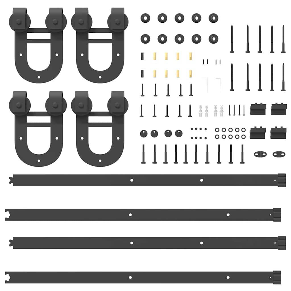 Sliding Door Hardware Kit 183 cm Steel Black