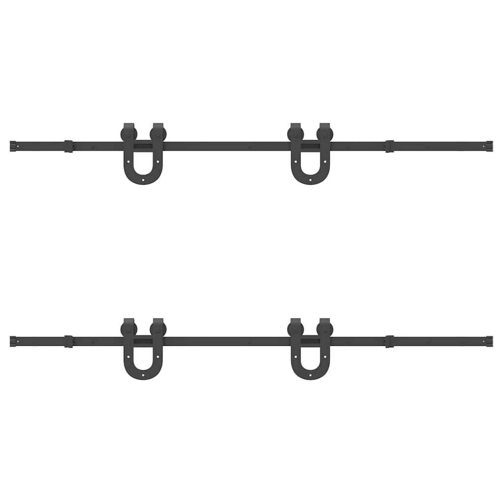 Sliding Door Hardware Kit 200 cm Steel Black