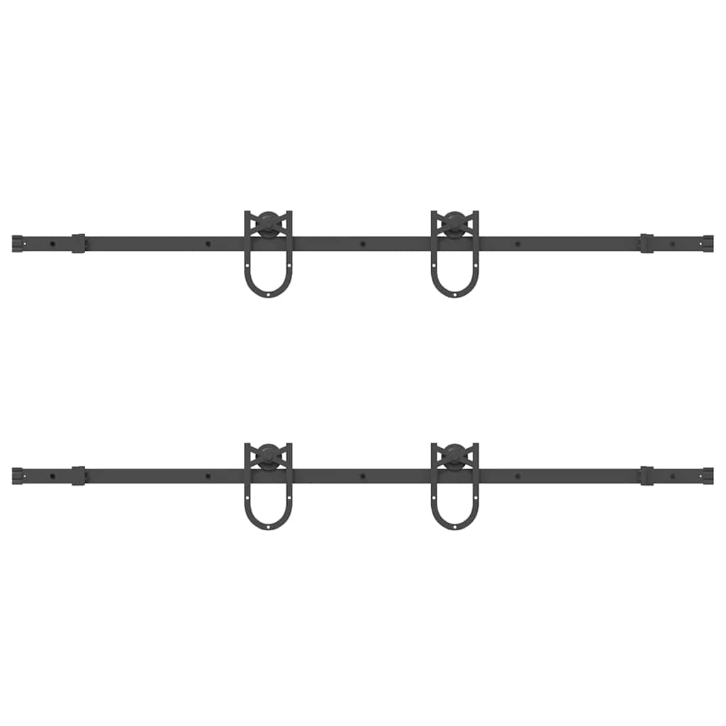 Sliding Door Hardware Kit 183 cm Steel Black