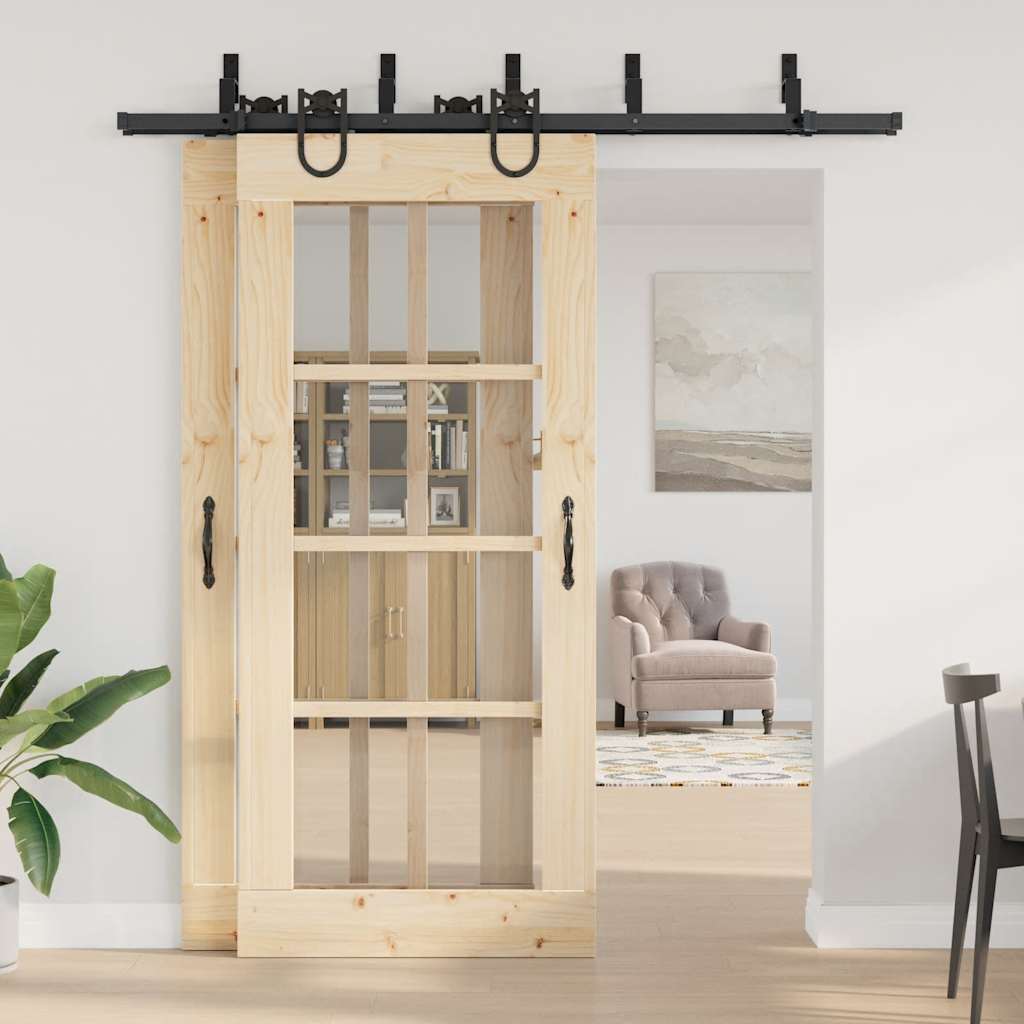 Sliding Door Hardware Kit 200 cm Steel Black