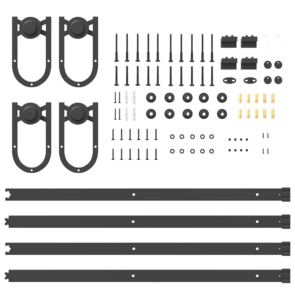 Sliding Door Hardware Kit 200 cm Steel Black
