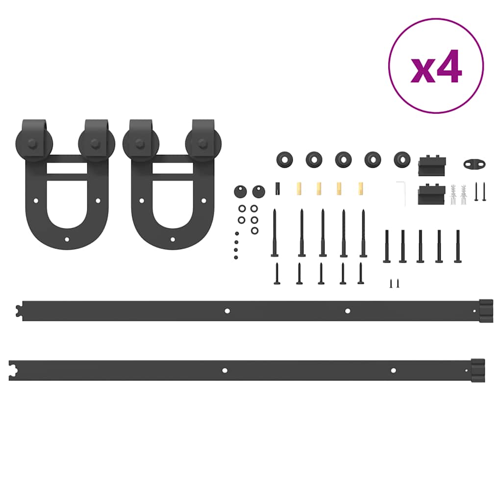 Sliding Door Hardware Kit 366 cm Steel Black