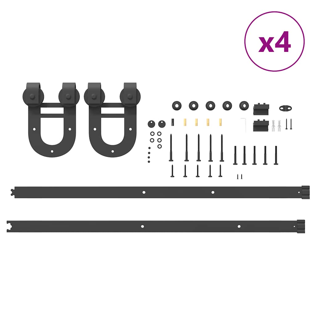 Sliding Door Hardware Kit 400 cm Steel Black