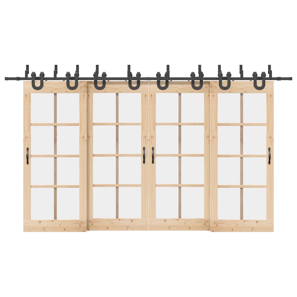 Sliding Door Hardware Kit 400 cm Steel Black