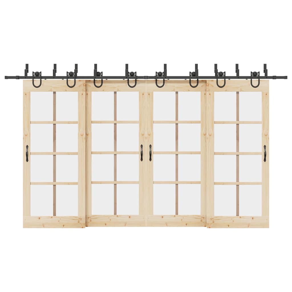 Sliding Door Hardware Kit 400 cm Steel Black