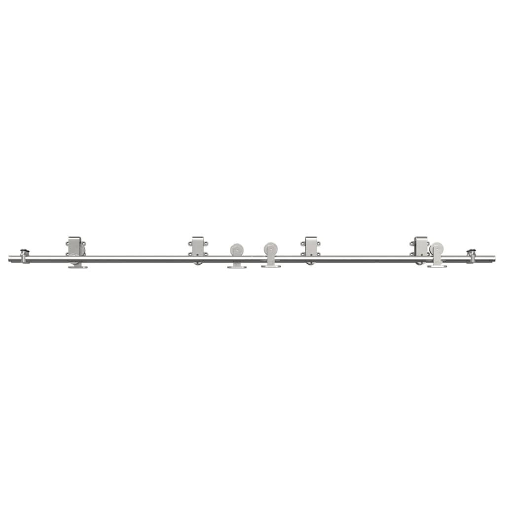 Sliding Door Hardware Kit 200 cm Stainless Steel Silver