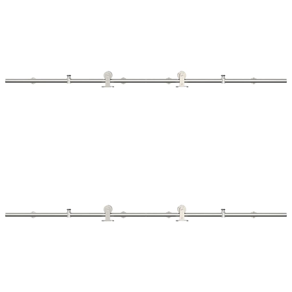 Sliding Door Hardware Kit 200 cm Stainless Steel Silver