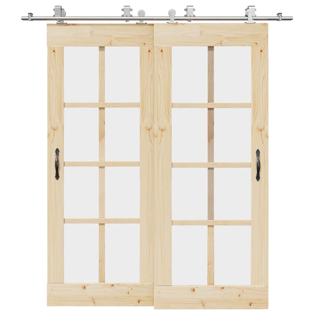 Sliding Door Hardware Kit 200 cm Stainless Steel Silver
