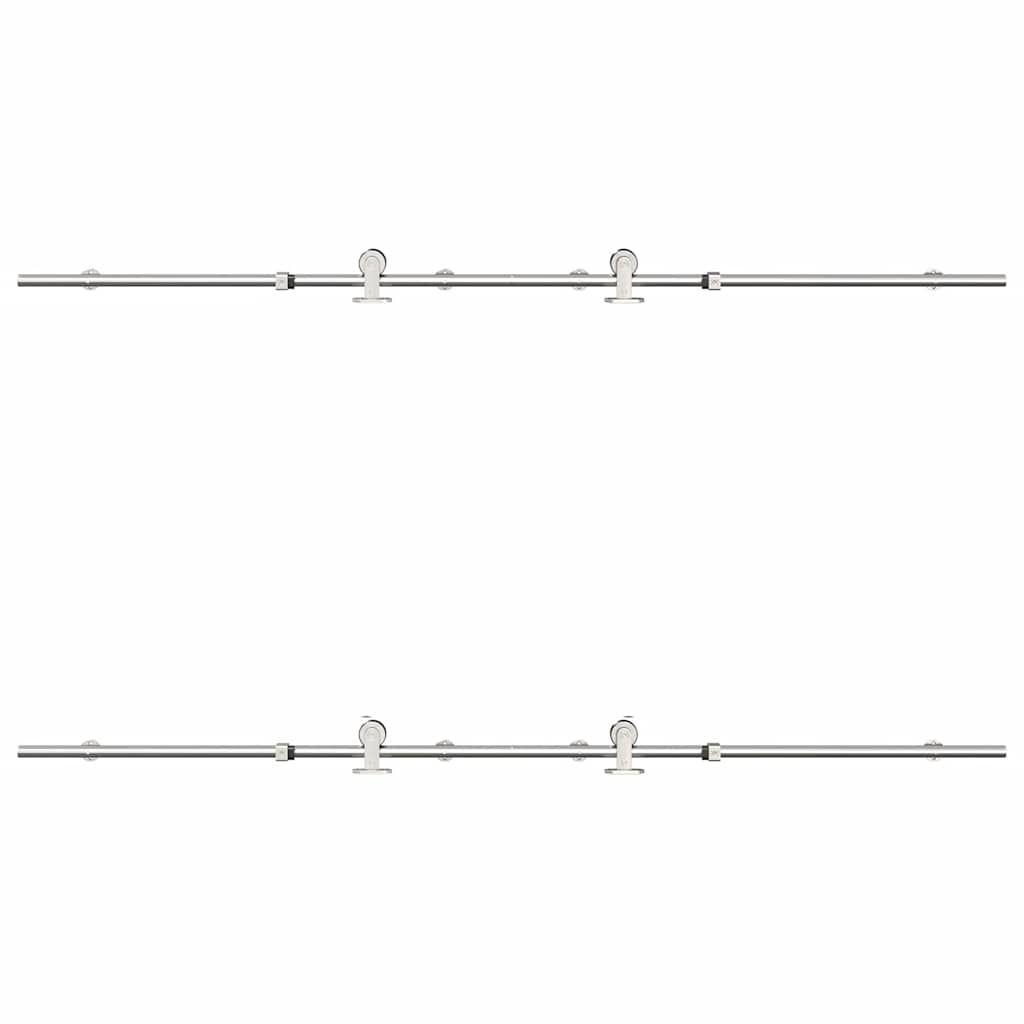Sliding Door Hardware Kit 200 cm Stainless Steel Silver