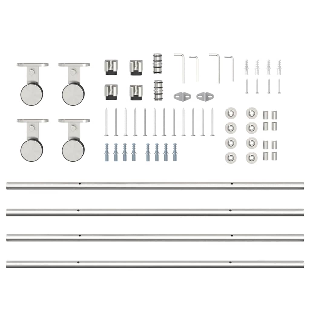 Sliding Door Hardware Kit 200 cm Stainless Steel Silver
