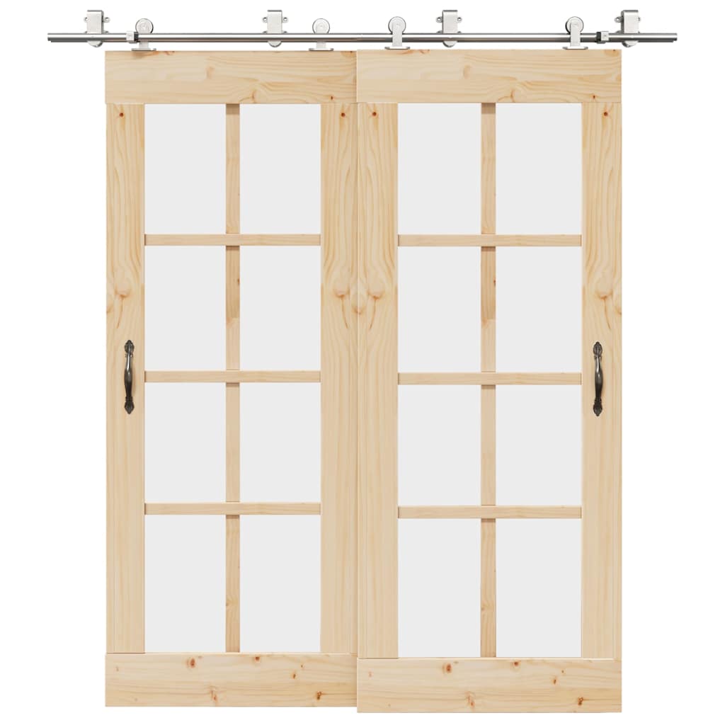Sliding Door Hardware Kit 200 cm Stainless Steel Silver