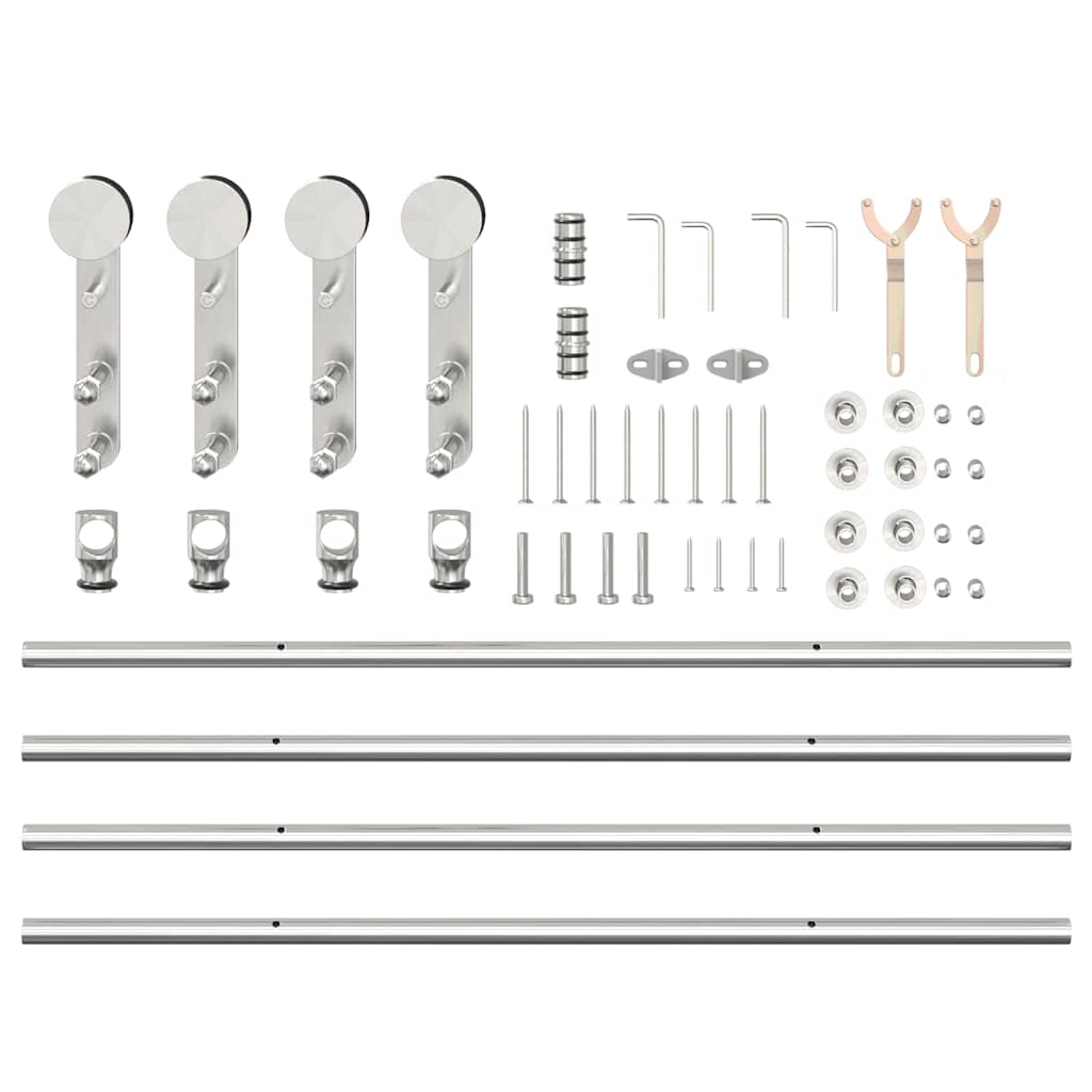 Sliding Door Hardware Kit 183 cm Stainless Steel Silver