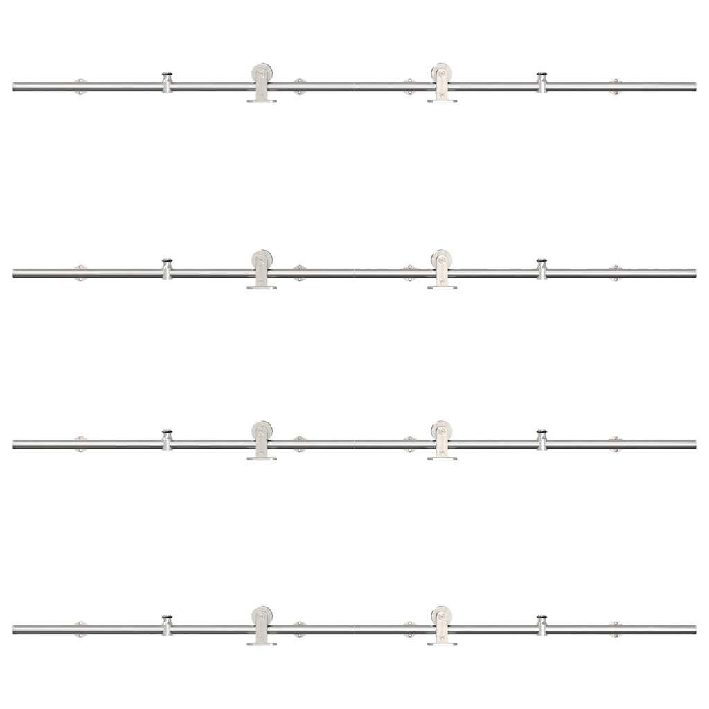 Sliding Door Hardware Kit 400 cm Stainless Steel Silver
