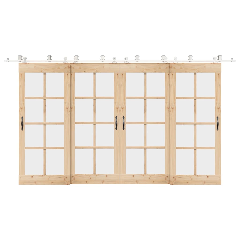 Sliding Door Hardware Kit 400 cm Stainless Steel Silver