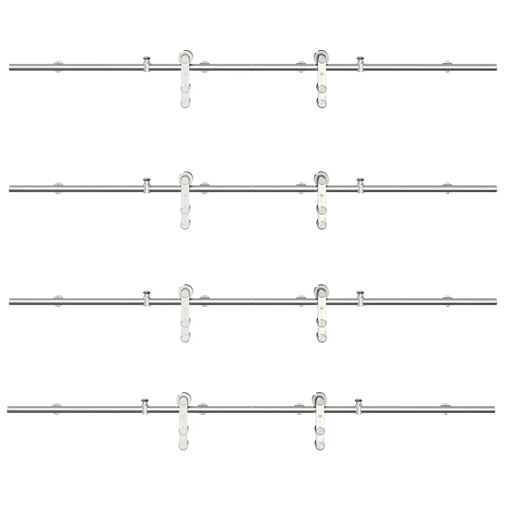 Sliding Door Hardware Kit 366 cm Stainless Steel Silver