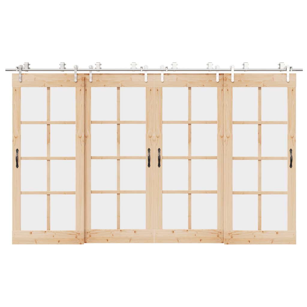 Sliding Door Hardware Kit 366 cm Stainless Steel Silver