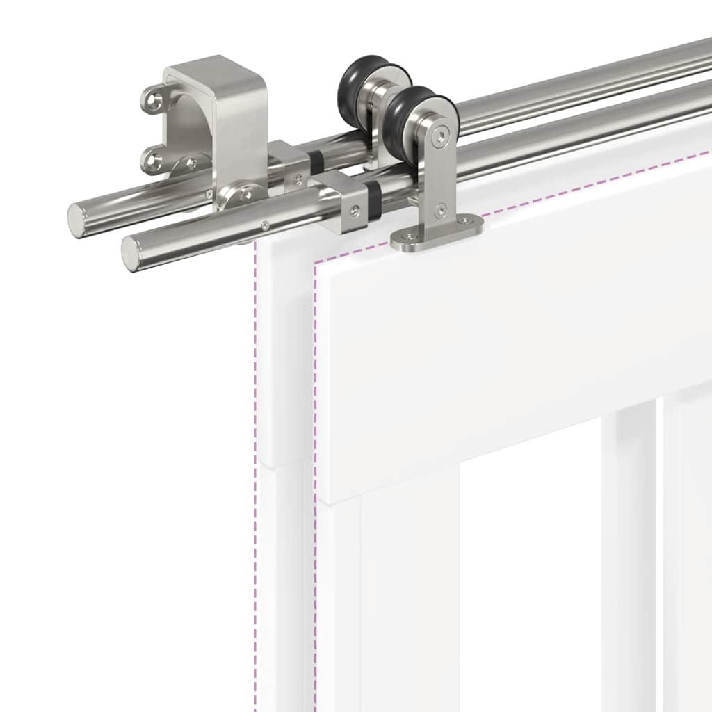 Sliding Door Hardware Kit 366 cm Stainless Steel Silver