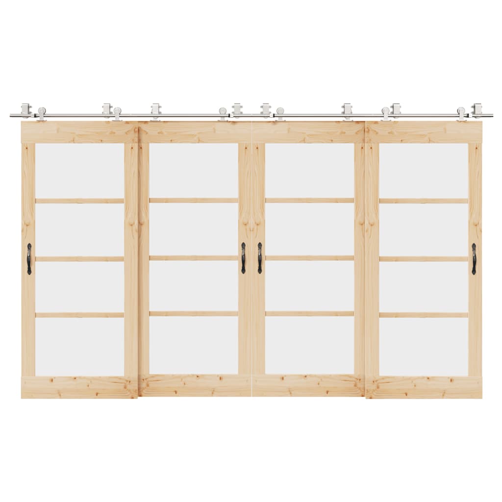 Sliding Door Hardware Kit 366 cm Stainless Steel Silver