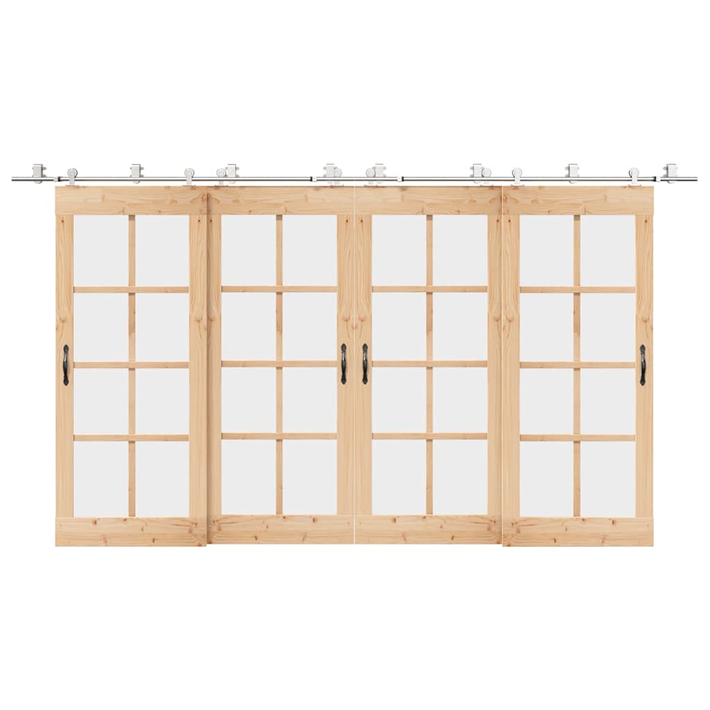 Sliding Door Hardware Kit 400 cm Stainless Steel Silver