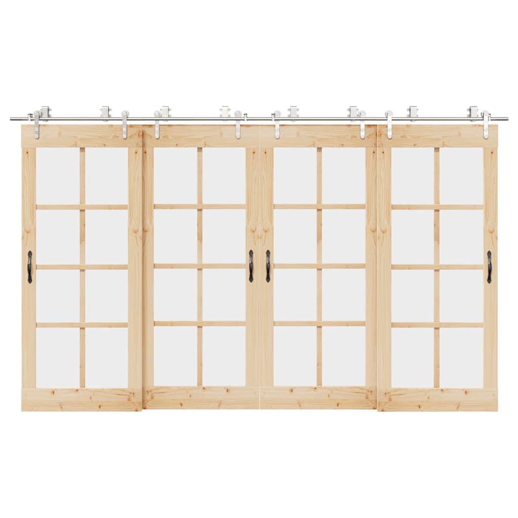 Sliding Door Hardware Kit 366 cm Stainless Steel Silver