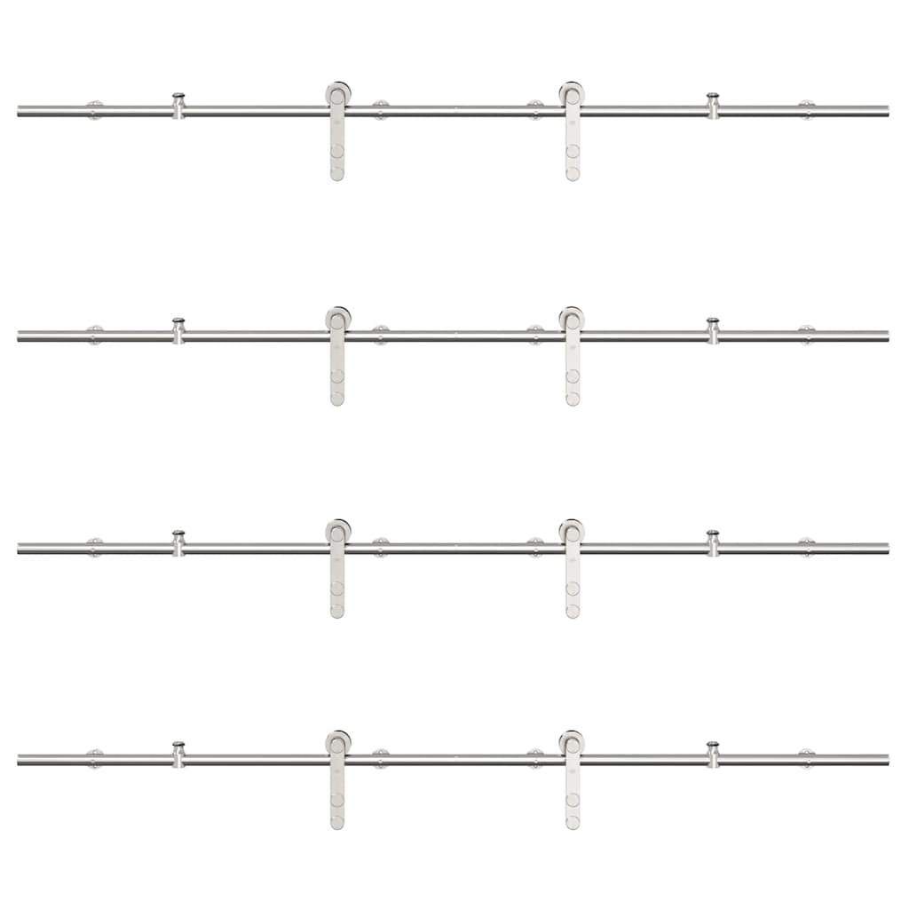 Sliding Door Hardware Kit 400 cm Stainless Steel Silver