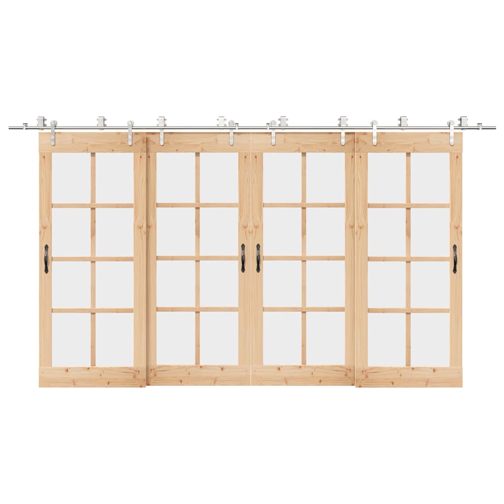 Sliding Door Hardware Kit 400 cm Stainless Steel Silver