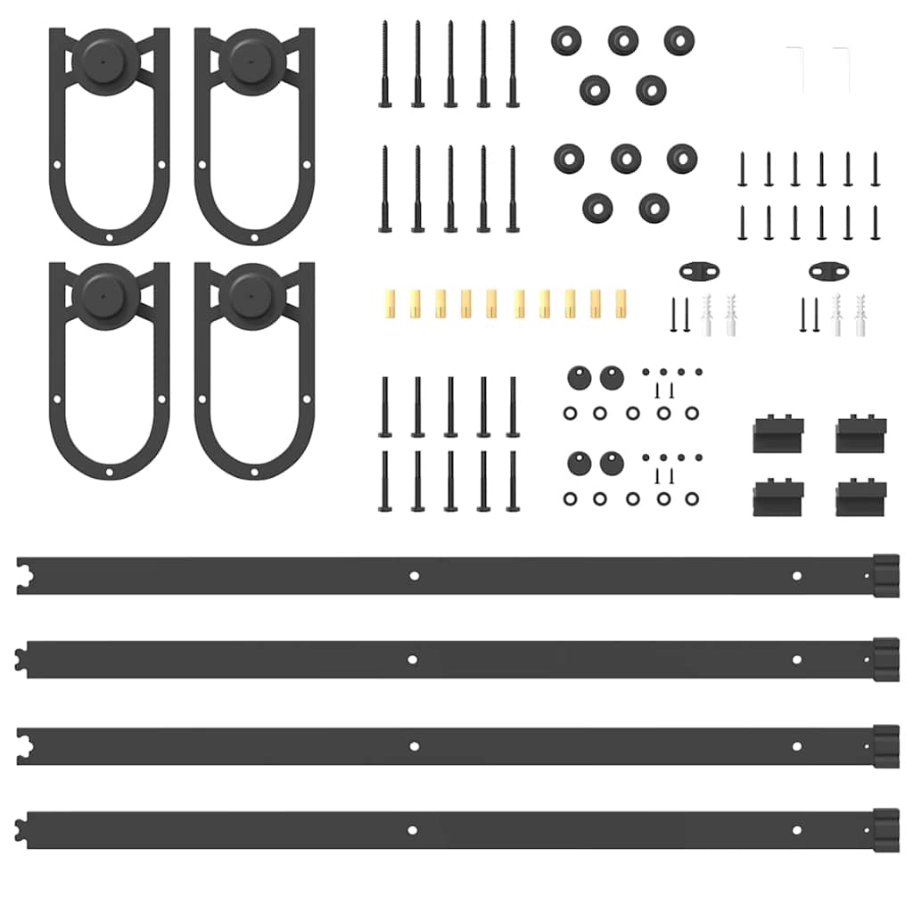 Sliding Door Hardware Kit 400 cm Steel Black