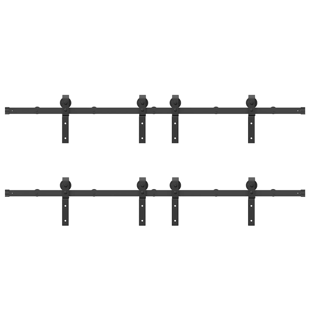 Sliding Door Hardware Kit 400 cm Steel Black