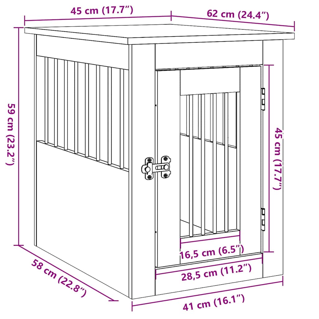 Dog Crate Furniture Old Wood 45x62x59 cm Engineered Wood