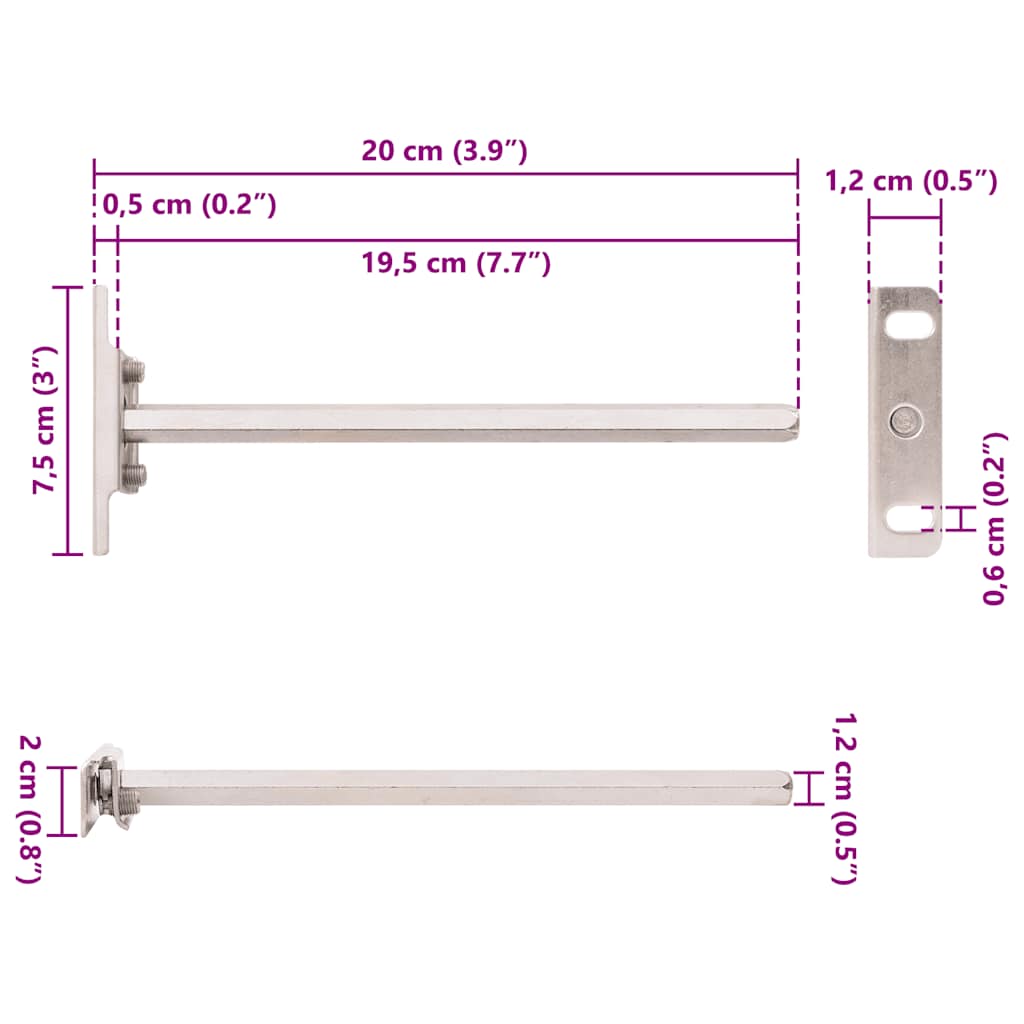 Floating Shelf Brackets 12pcs Invisible Ø12x200 mm Carbon Steel