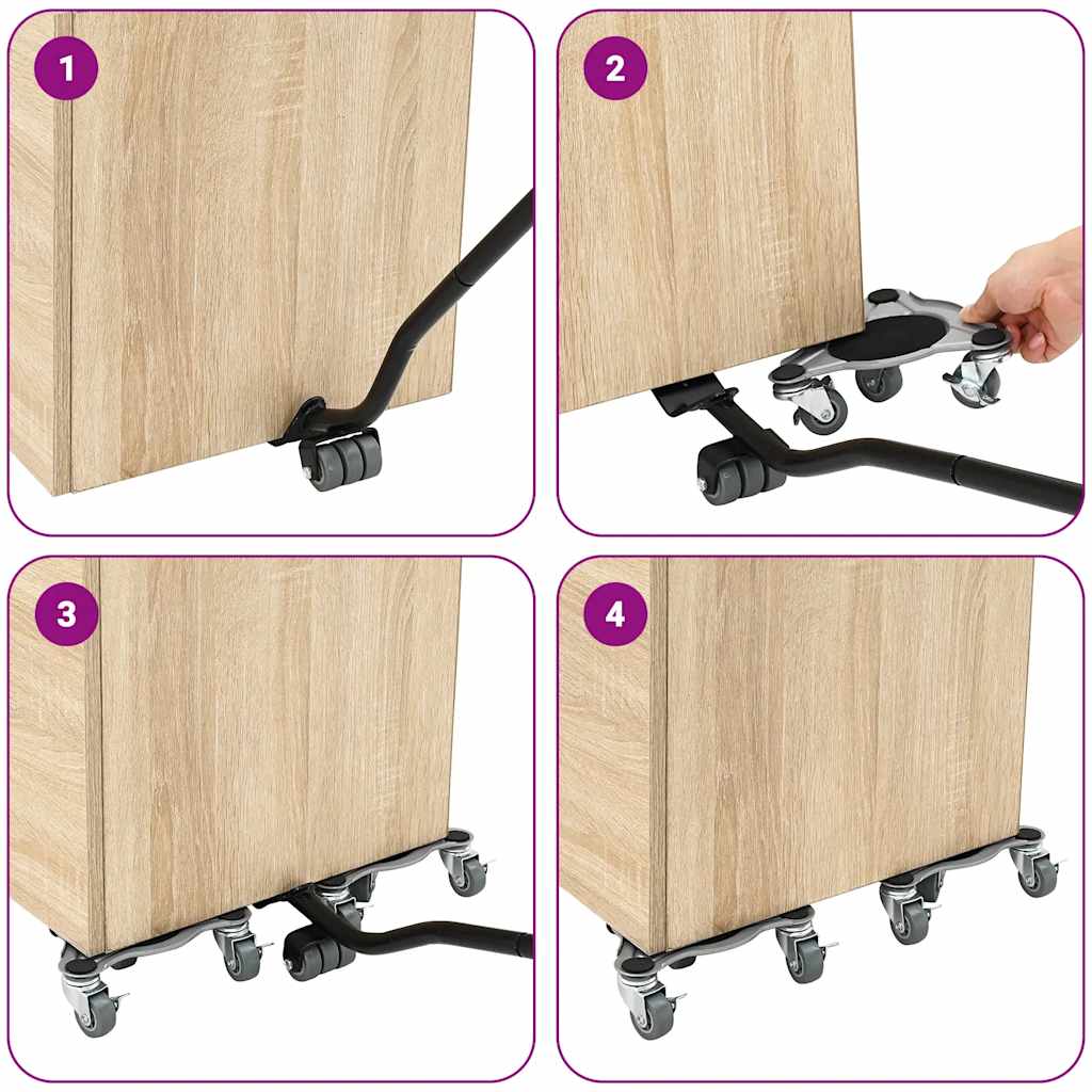 Furniture Rollers 4 pcs with Lifter 19x17.5x6 cm Steel 1000 kg