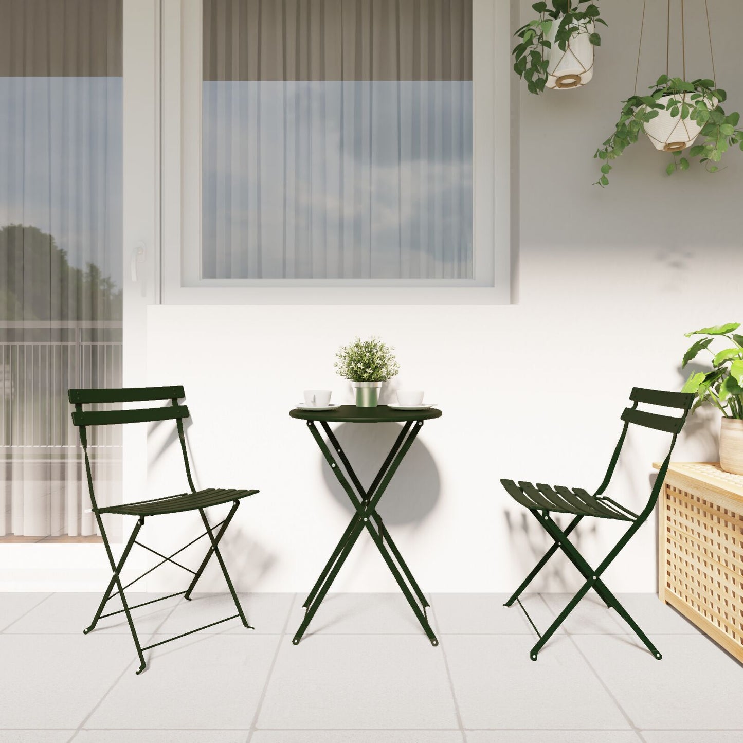 Outdoor Chairs Dark green Metal Medium Foldable Patio Chair