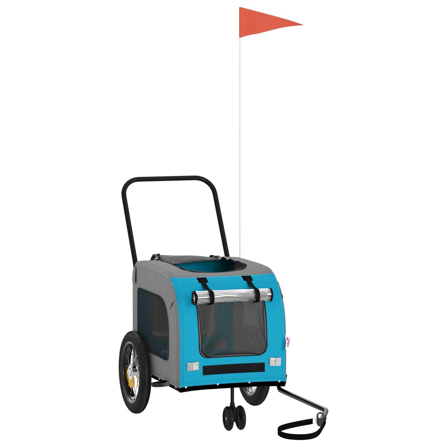 Blue Pet Stroller Blue Polyester, Metal 124 x 53 x 53 cm Foldable