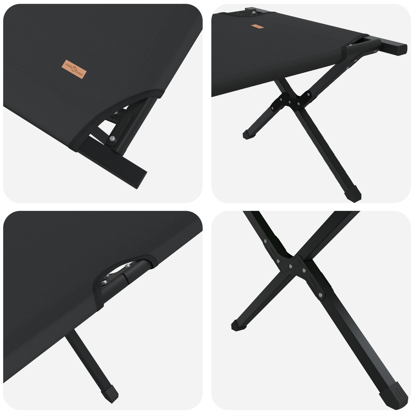 Folding Sun Beds 2 pcs with Carry Bag Black 600D Oxford Fabric