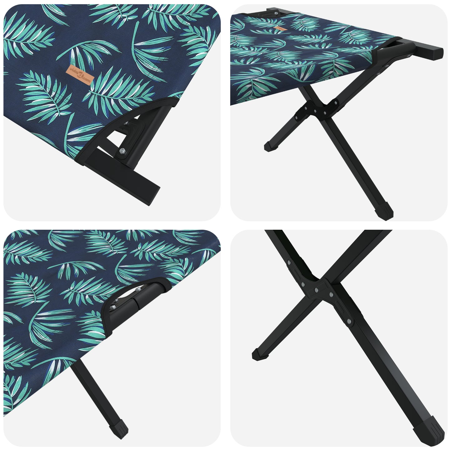 Folding Sun Bed with Carry Bag Leaf Pattern 600D Oxford Fabric