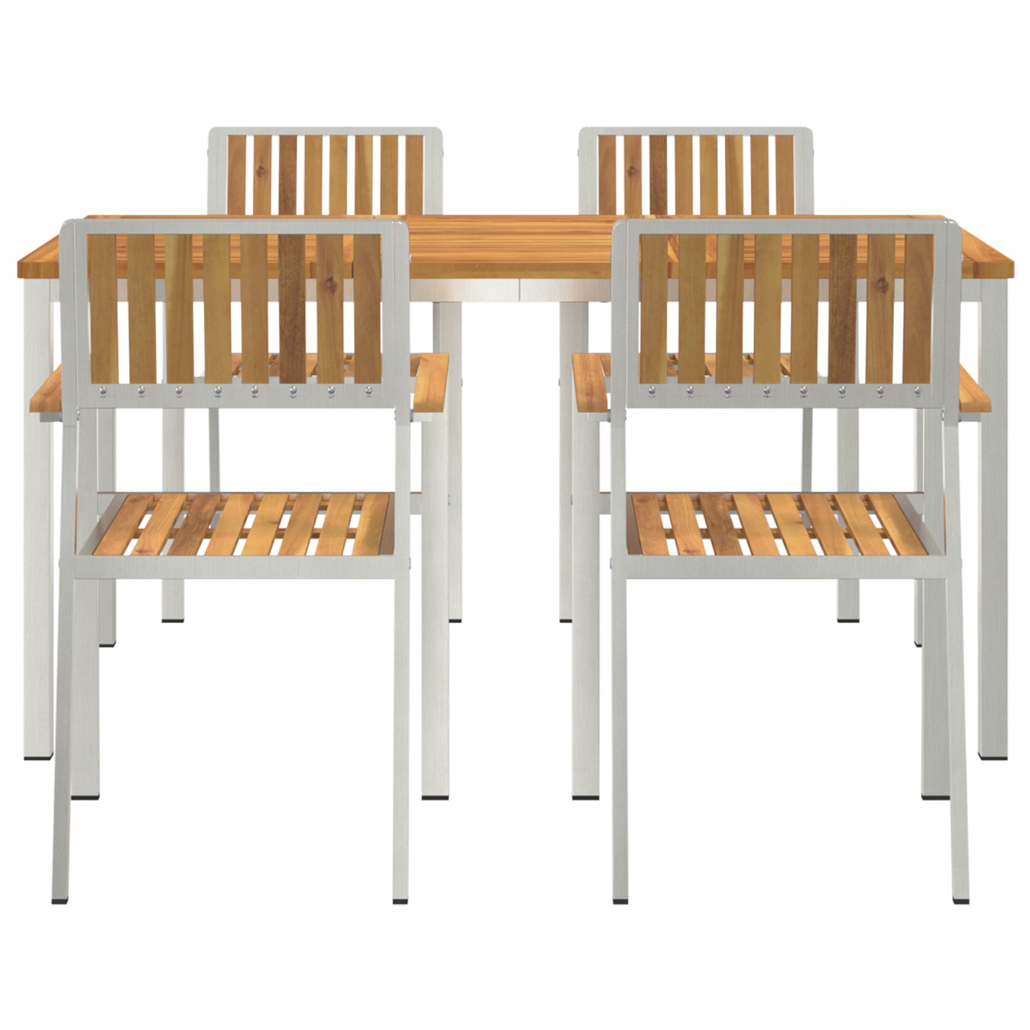 5 Piece Garden Dining Set Solid Wood Acacia, vidaXL Outdoor Dining Table 150x90x75 cm Solid Wood Acacia, vidaXL Stackable Garden Chairs 4 pcs Solid Wood Acacia and Metal