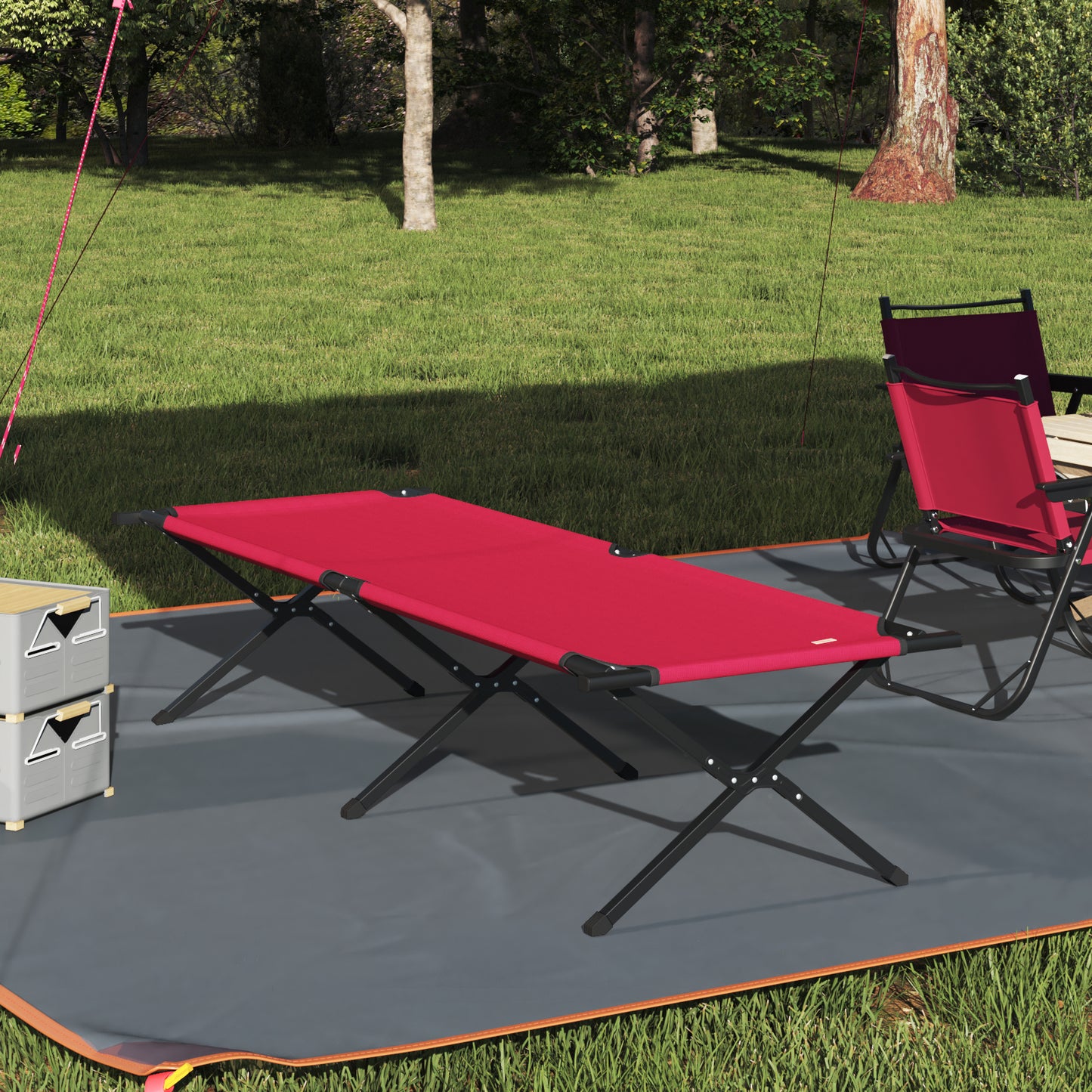 Folding Sun Bed with Carry Bag Red 600D Oxford Fabric