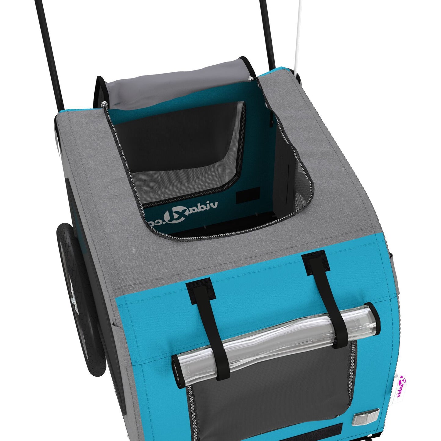 Blue Pet Stroller Blue Polyester, Metal 124 x 53 x 53 cm Foldable