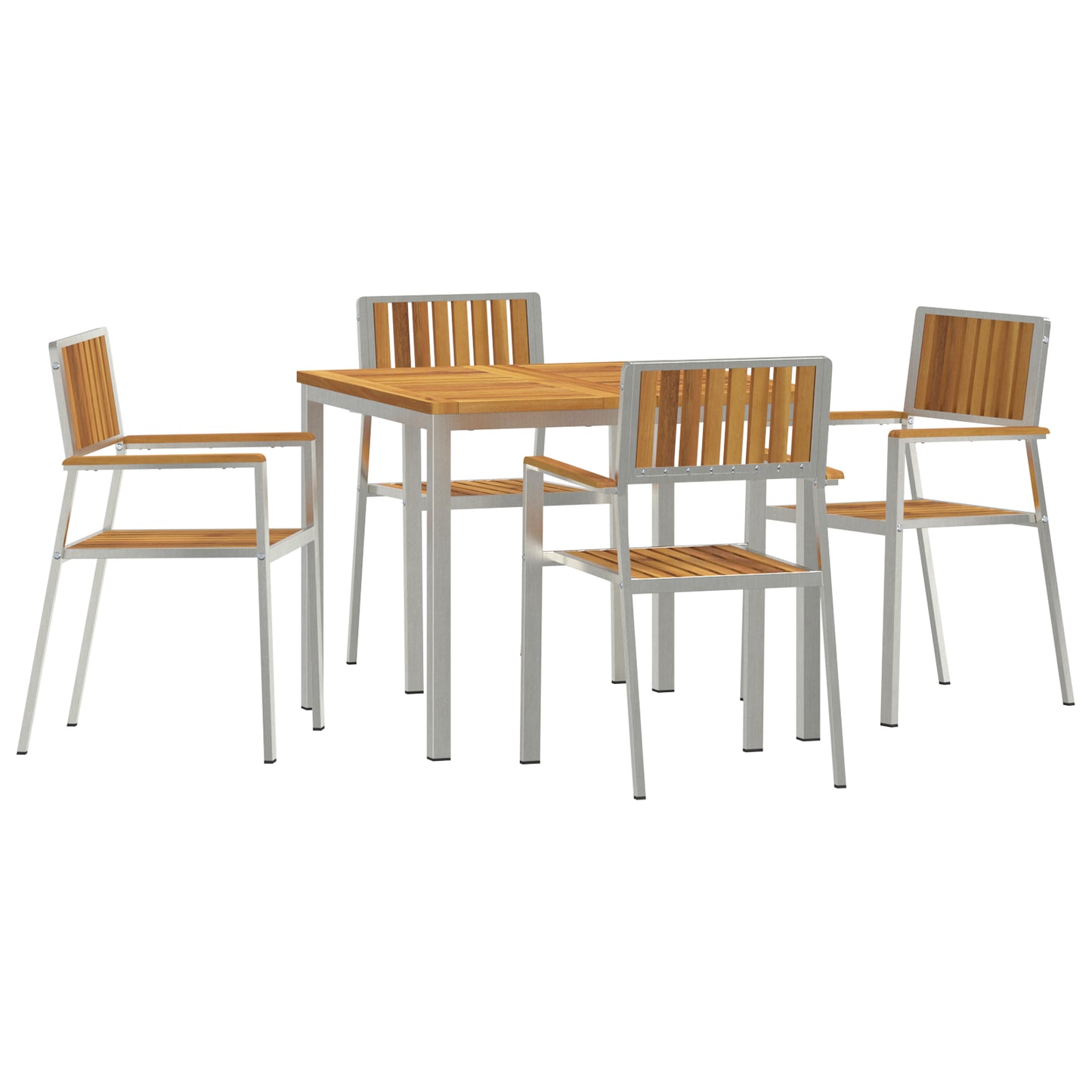 5 Piece Garden Dining Set Solid Wood Acacia, vidaXL Outdoor Dining Table 90x90x74.5 cm Solid Wood Acacia, vidaXL Stackable Garden Chairs 4 pcs Solid Wood Acacia and Metal