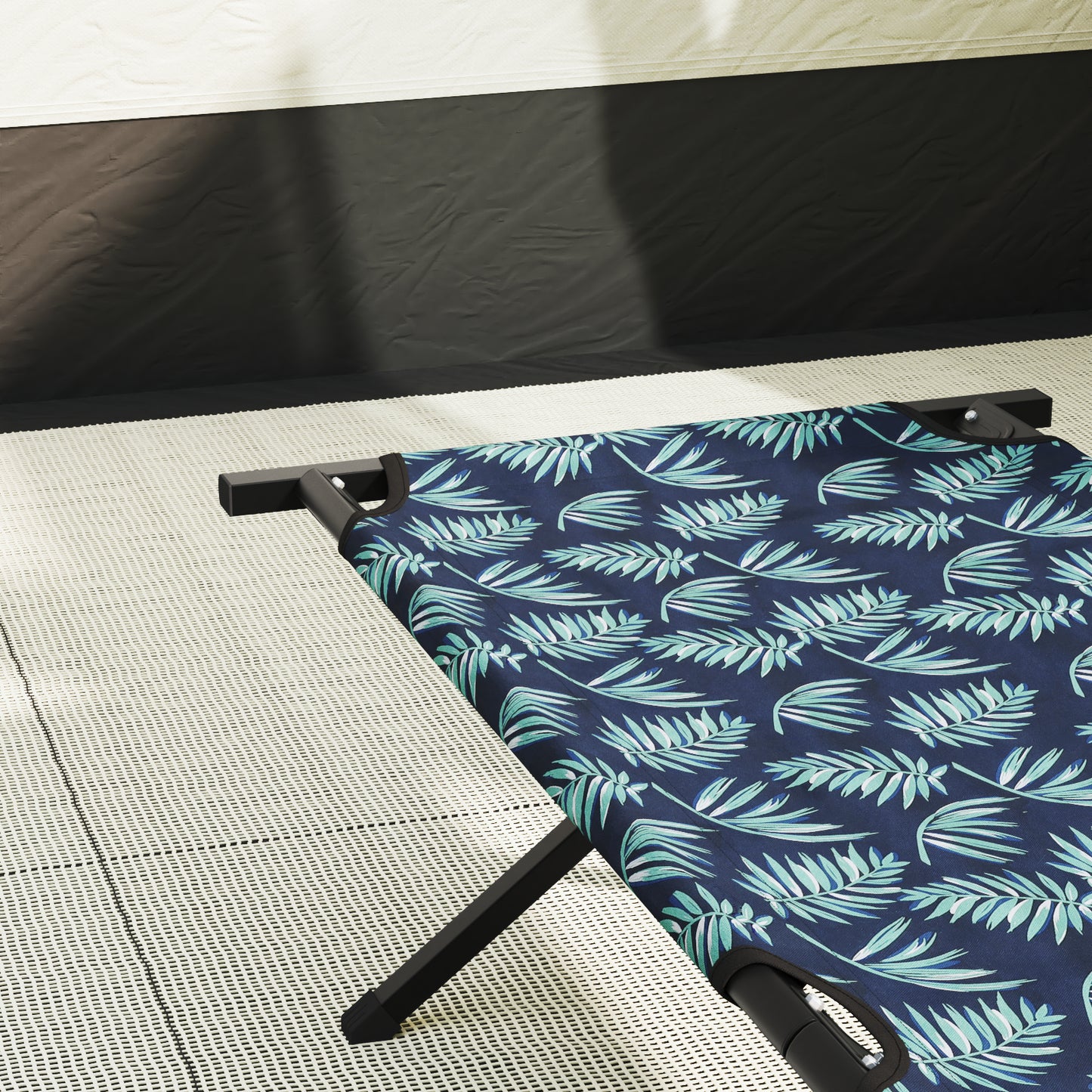 Folding Sun Bed with Carry Bag Leaf Pattern 600D Oxford Fabric