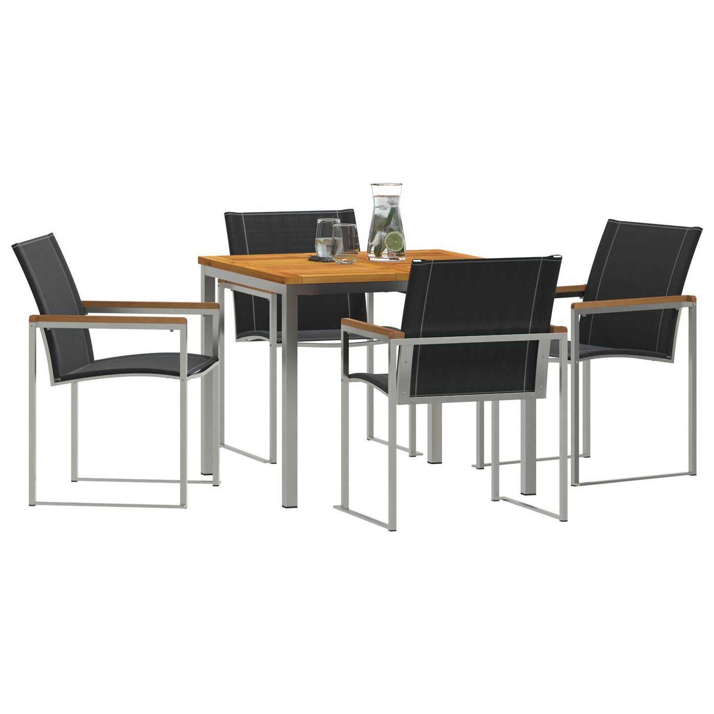 5 Piece Garden Dining Set Solid Wood Acacia, vidaXL Outdoor Dining Table 90x90x74.5 cm Solid Wood Acacia