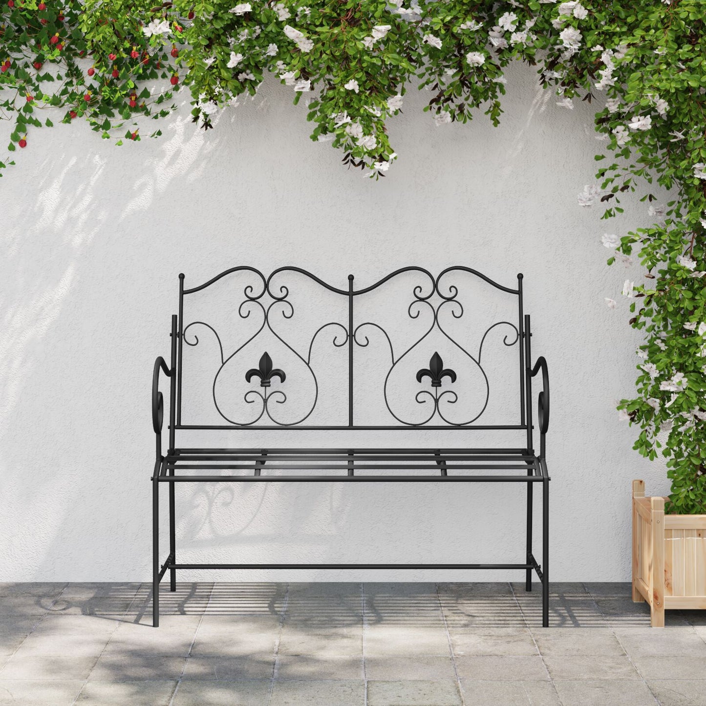 Outdoor Bench Black Metal Standard Tough Outdoor Bench