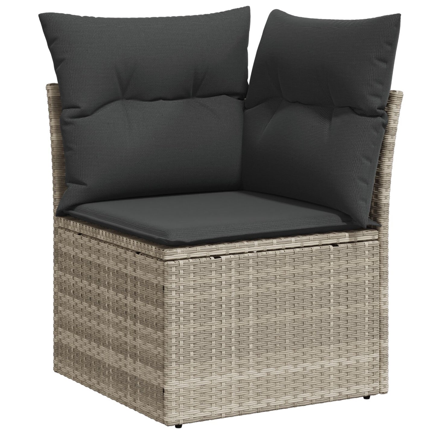 10 Piece Garden Dining Set with Cushions Grey Poly Rattan