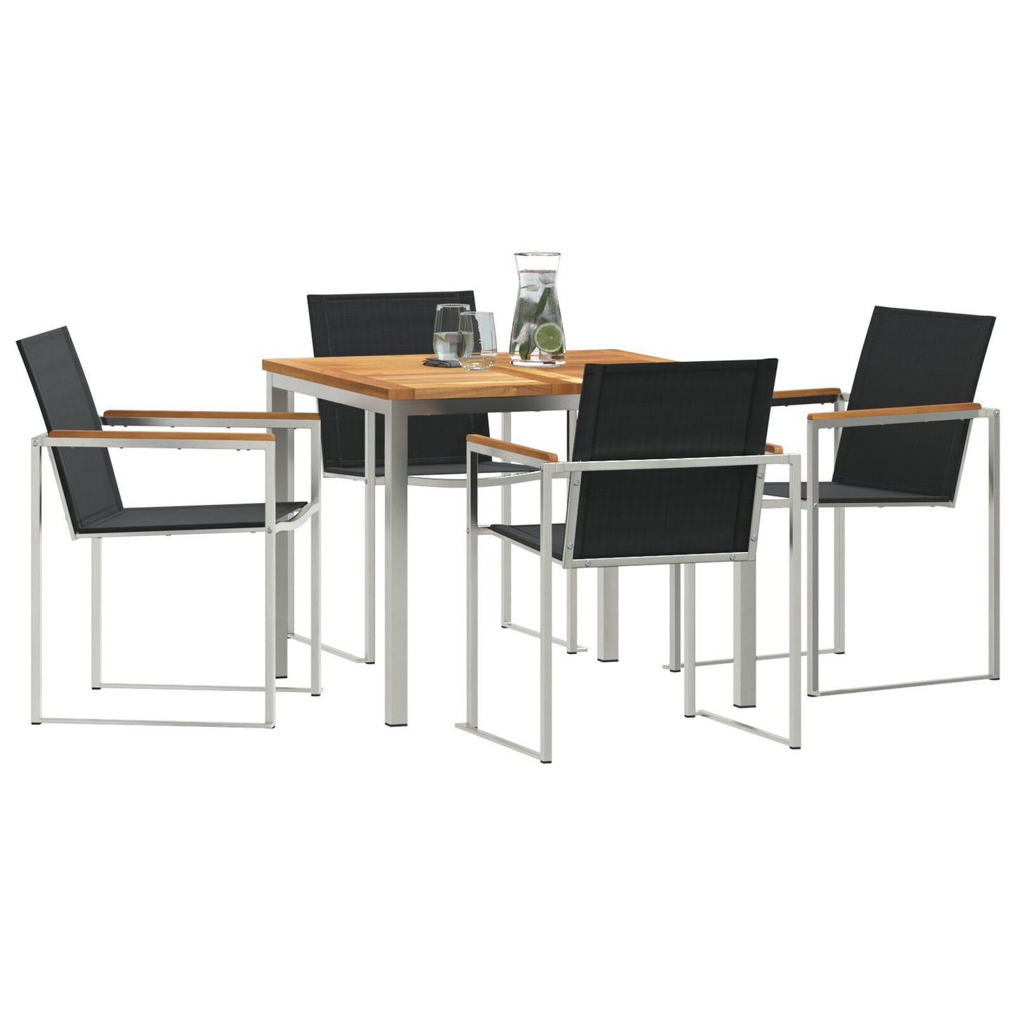 5 Piece Garden Dining Set Solid Wood Teak, vidaXL Outdoor Dining Table 90x90x74.5 cm Solid Wood Teak