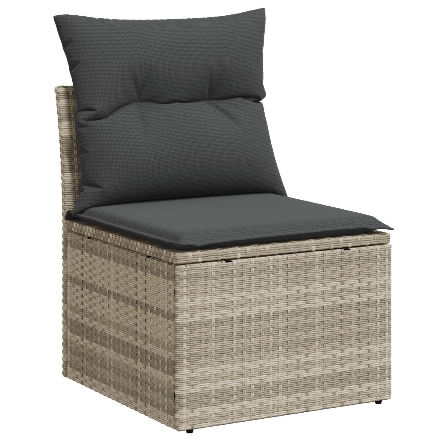 10 Piece Garden Dining Set with Cushions Grey Poly Rattan