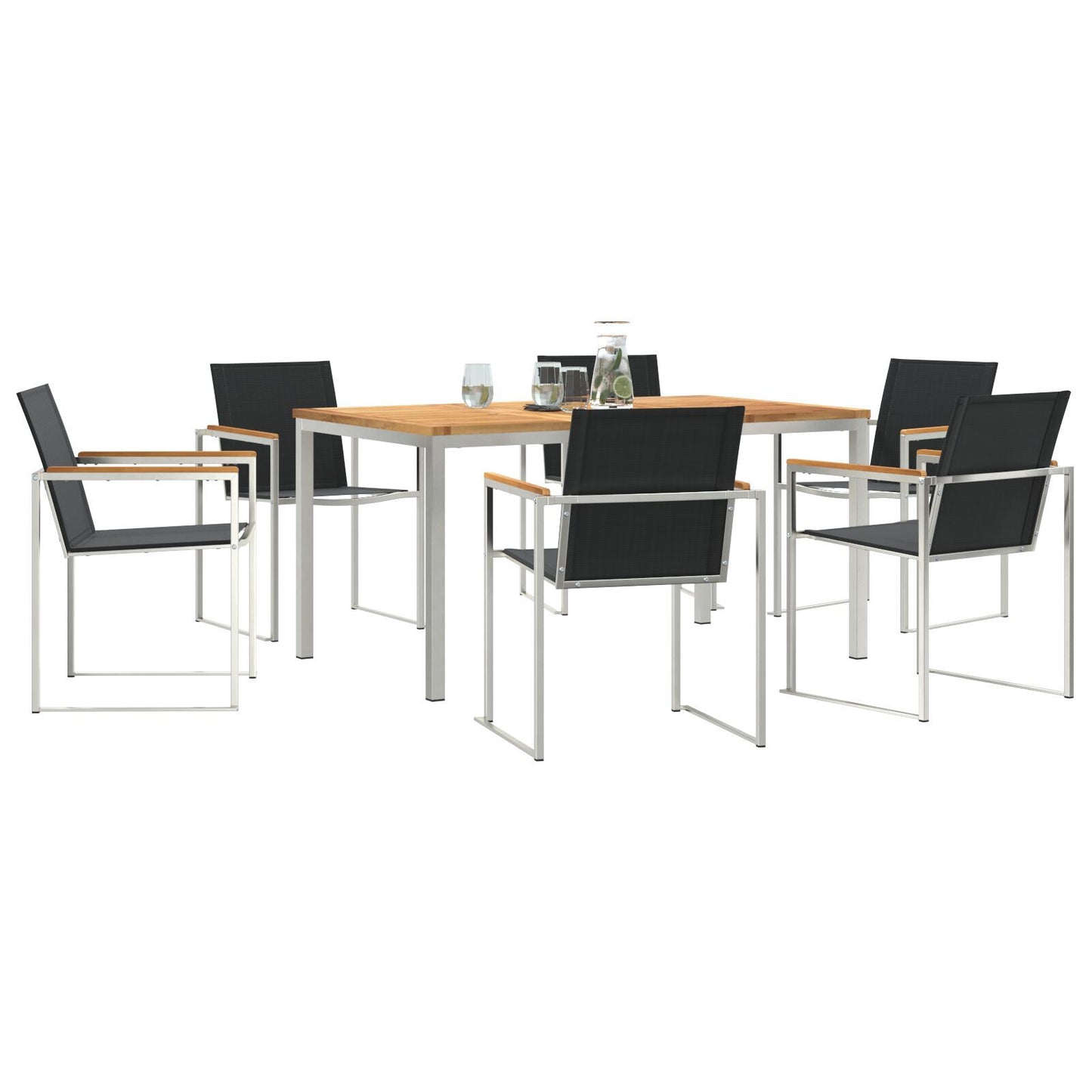7 Piece Garden Dining Set Solid Wood Teak, vidaXL Outdoor Dining Table 150x90x75 cm Solid Wood Teak